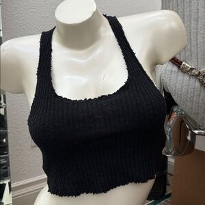 Urban outfitters black ribbed ecoté size medium/small Racer back ribbed crop top